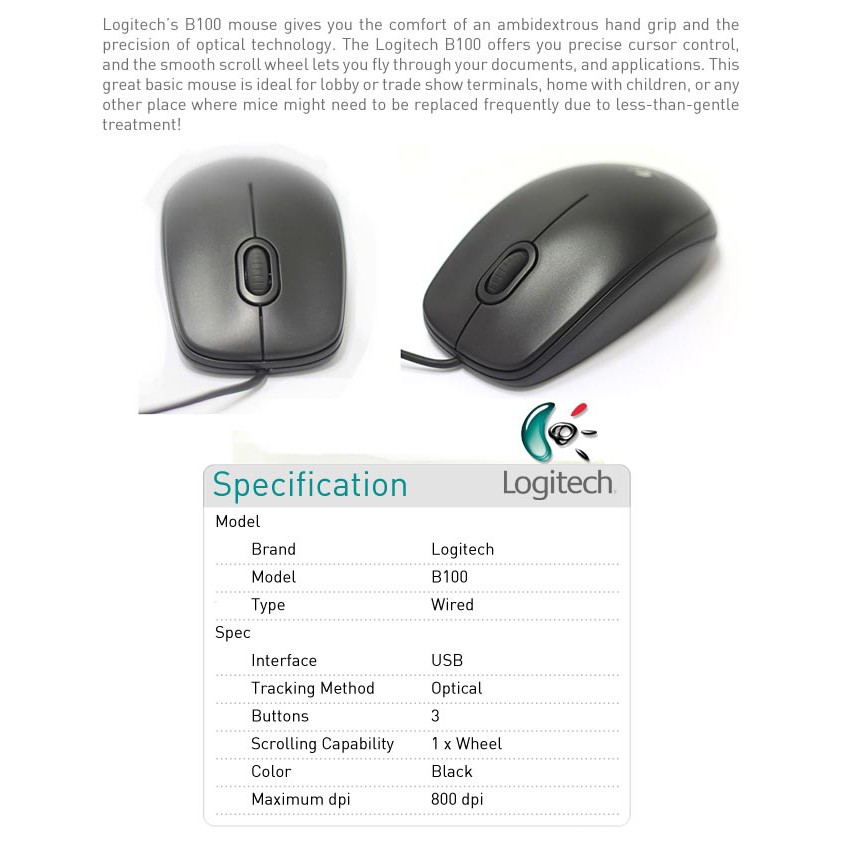 Combo 10 chuột Logitech B100 - Hàng chính hãng