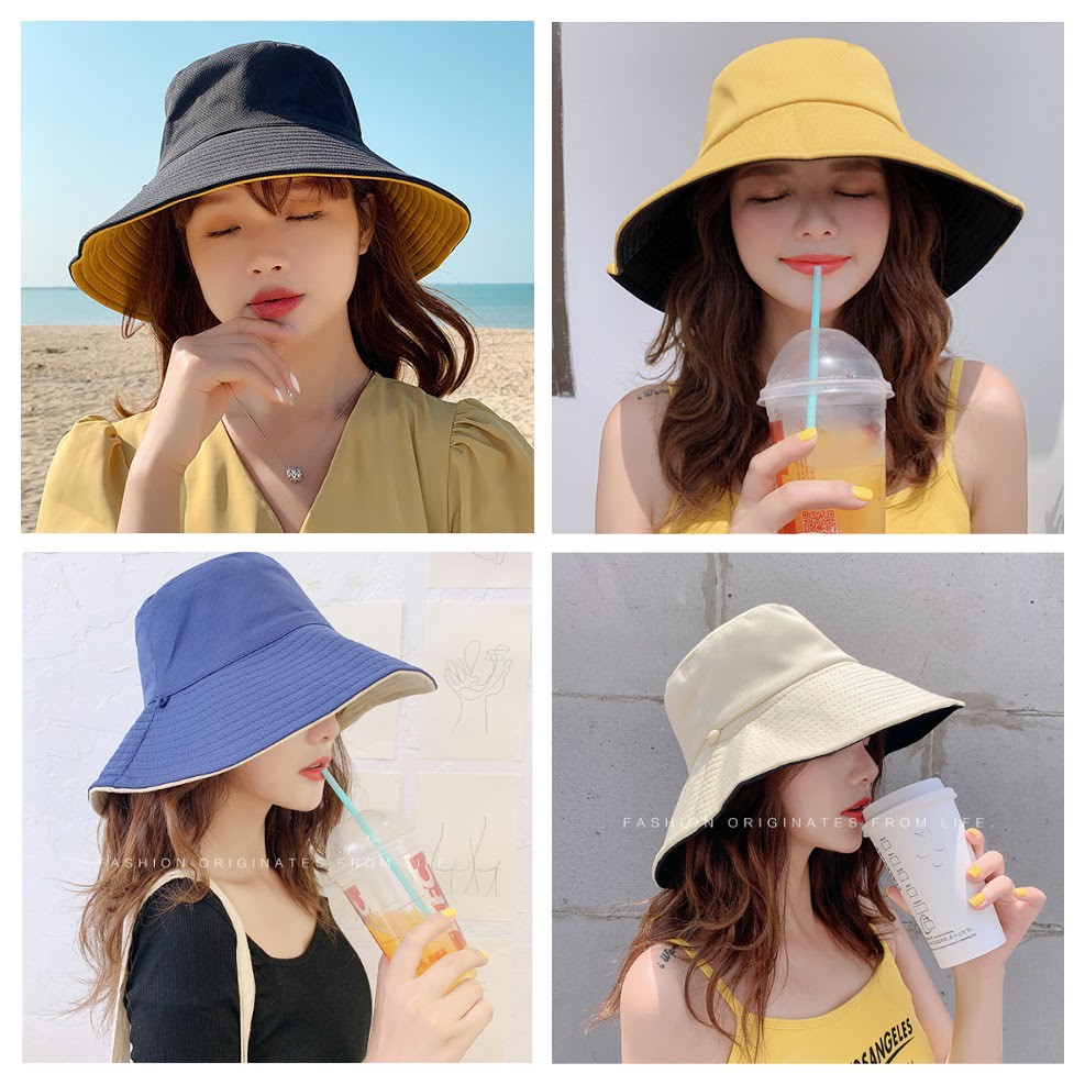 Mũ bucket 2 mặt thời trang vành rộng trẻ trung chống nắng