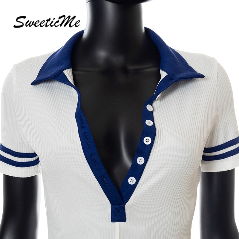 Áo liền quần SweeticMe Dệt Kim Mỏng Phối Màu Tương Phản   Thời Trang Cho Nữ