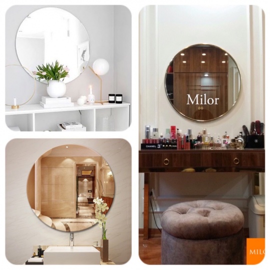 Gương Dán Tường Hình Tròn 45cm Nhỏ Gọn Trang Trí Nhà Cửa Mở Rộng Không Gian Chống Thấm Chống Ăn Mòn