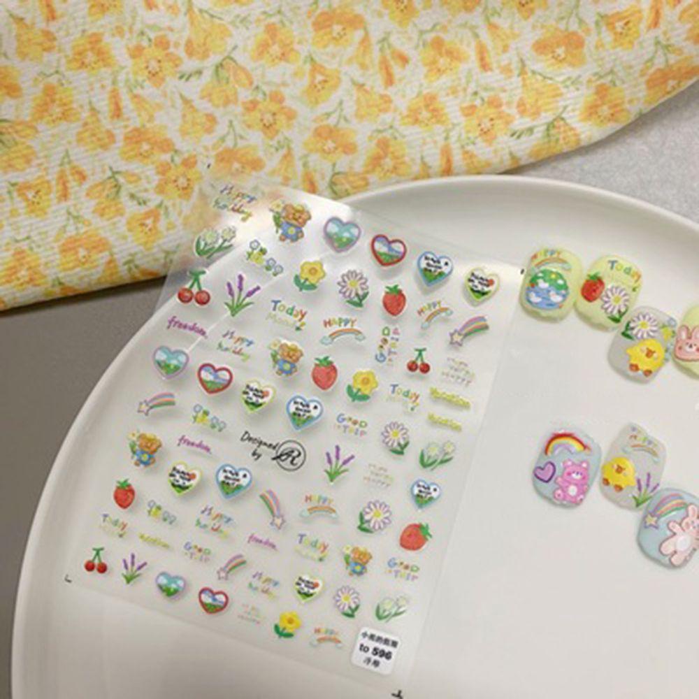 Miếng Dán Trang Trí Móng Tay 5D Hình Gấu Xinh Xắn