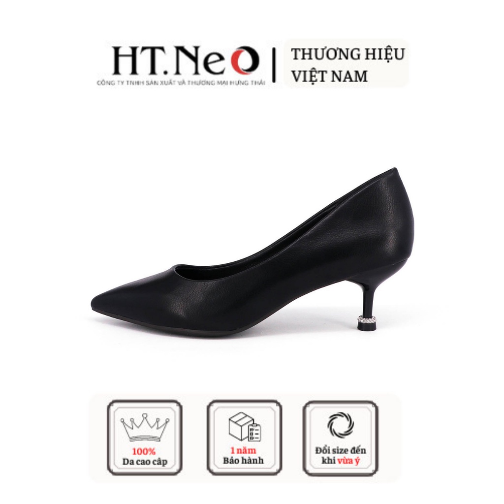 Giày cao gót mũi nhọn HT.NEO Da bò thật 100% gót nhọn 5cm cực xinh CS141