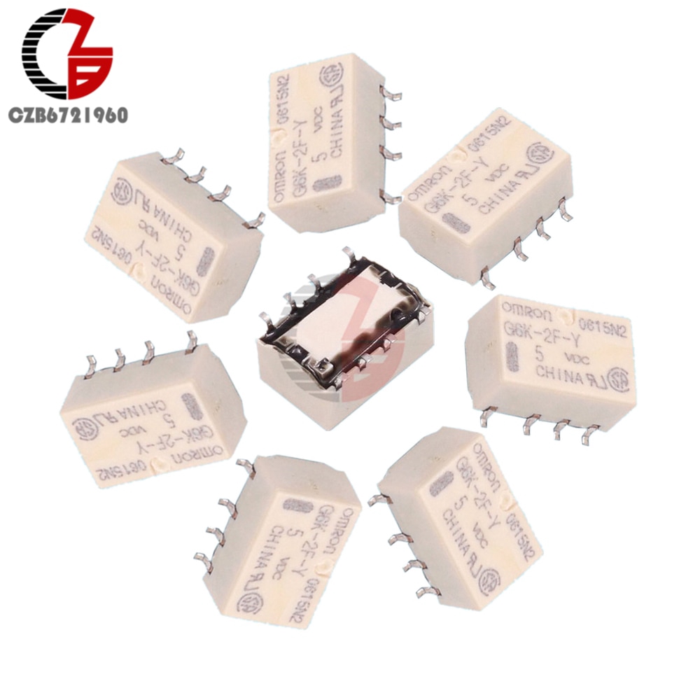 5Pcs SMD G6K-2F-Y Signal Relay 3V 5V 12V 24V Surface Mounting Relay 8Pin for Omron Relay Security Home appliances