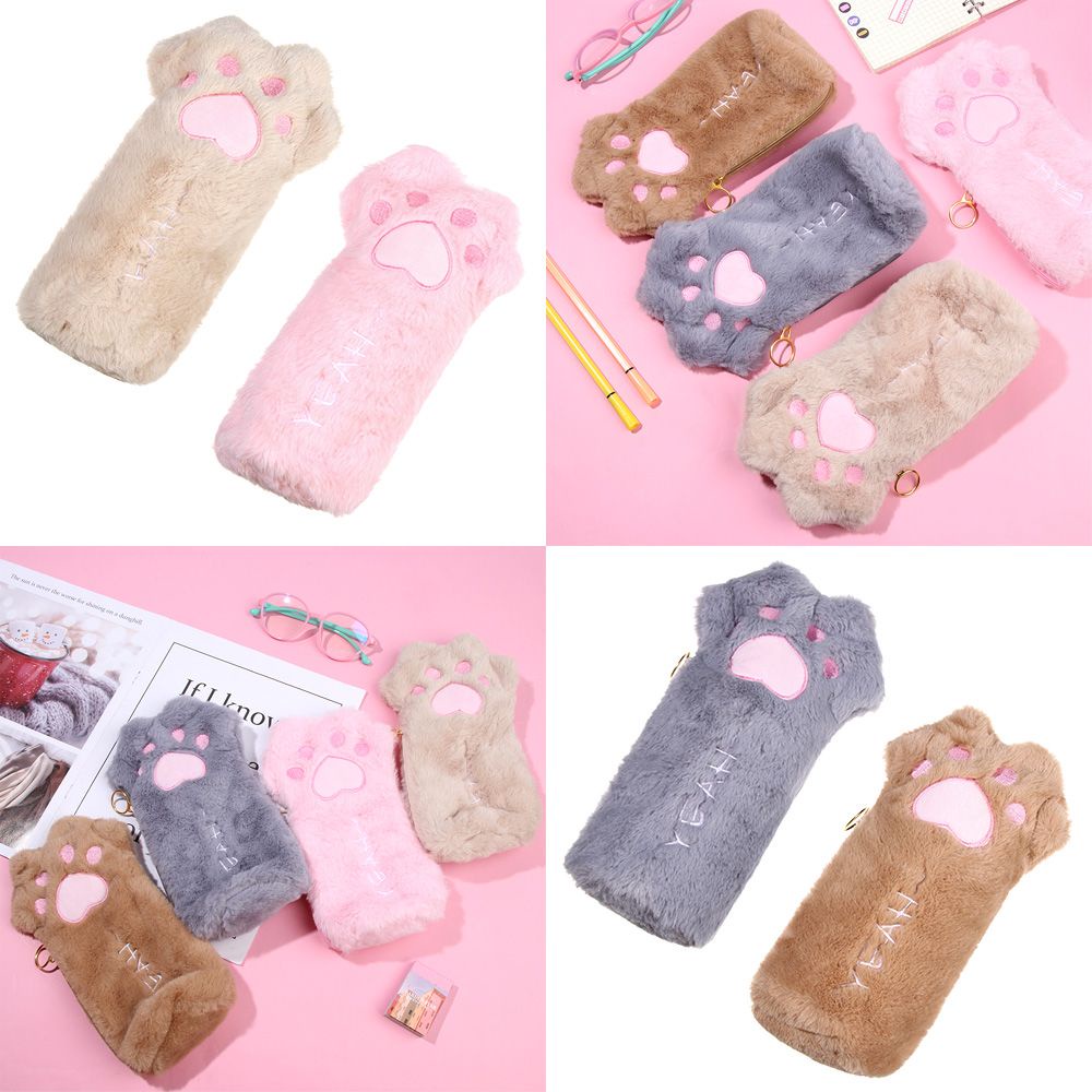 Túi đựng bút hình chân mèo nhồi bông dễ thương