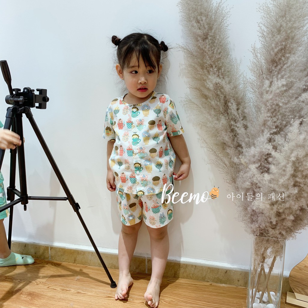 Set bộ thô hàn cộc tay thấm hút mồ hôi cho bé trai/bé gái - Sukids quần áo trẻ em