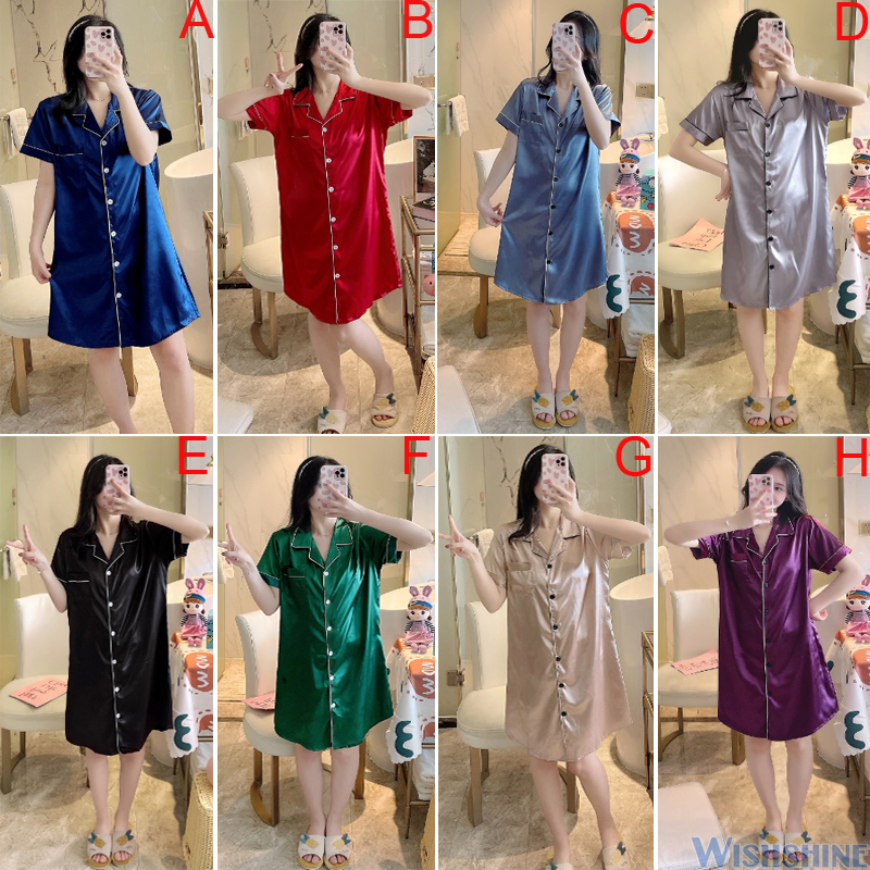 Đầm Ngủ Lụa Satin Phong Cách Hàn Quốc Quyến Rũ Cho Nữ Size M-2Xl