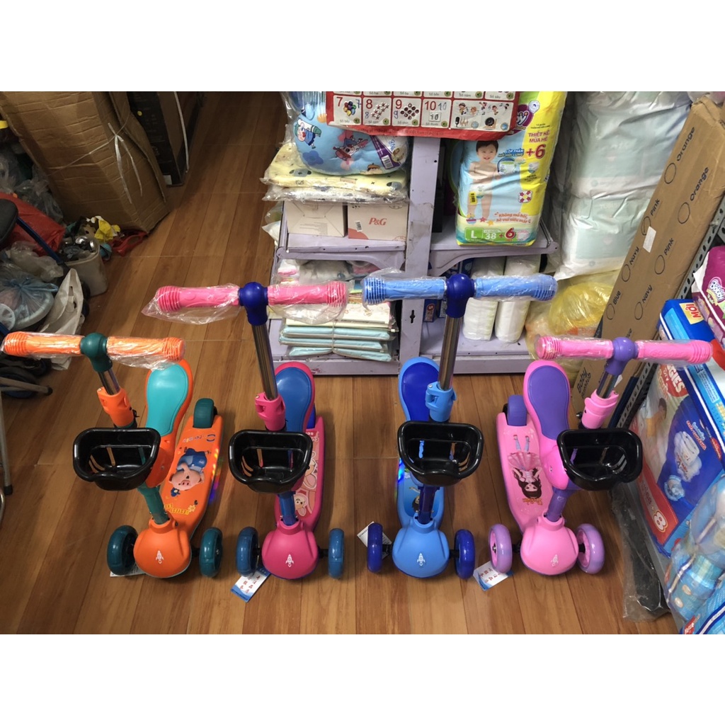 Xe Trượt Scooter 3 In 1 Mẫu mới Nhất 2021 ( Mẫu Heo Peppa Pig ) Panda Gấu Tùy Chọn