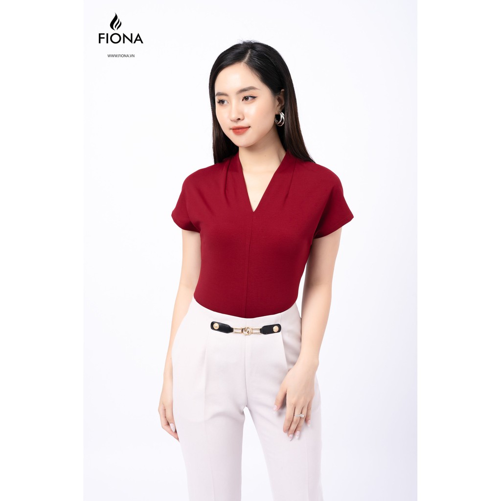 Áo thun nữ, cổ tim leo có ly chiết tay liền - F521001 [FIONA]