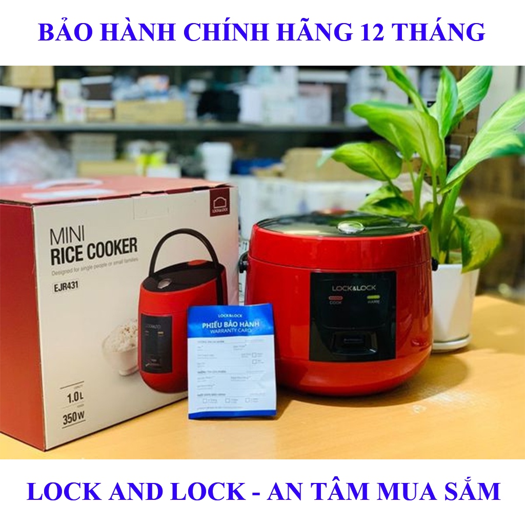 [HÀNG CHÍNH HÃNG] Nồi cơm điện Lock and Lock - 1 lít - nấu cơm cực ngon - màu đỏ