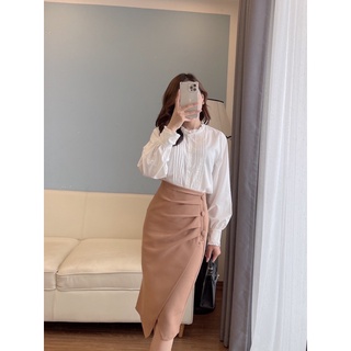 Chân váy bút chì cúc bọc