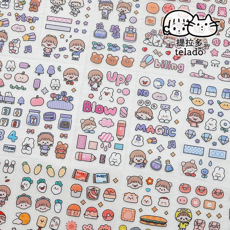 ⭐ iLado ⭐【10PCS】 Sticker PET telado Không Thấm Nước Nhãn Hình Dán Dễ Thương Sticker Trang Trí Sổ Dán Sổ Lưu Trữ Sticker Trang Trí Sổ Hình Dán Sticker Tập Vở Sổ Hiểm Bộ Sticker Nhãn Dán Sổ Chiết Lưu Trữ