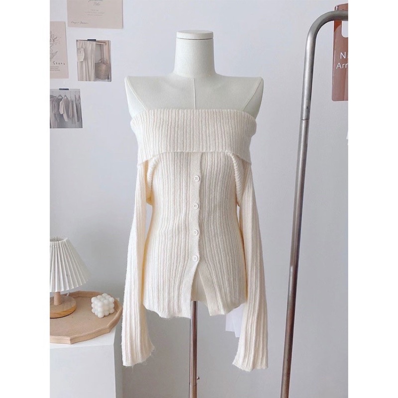 ÁO LEN TRỄ VAI KHUY GIỮA BODY SIÊU HOT  O1