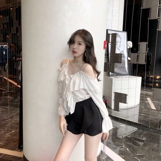 Áo 2 Dây Tay Dài Rớt Vai ( Trắng )
