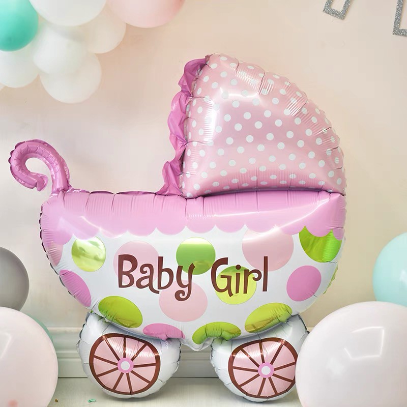Bóng bay hình xe nôi bé trai, bé gái trang trí sinh nhật, đầy tháng, thôi nôi