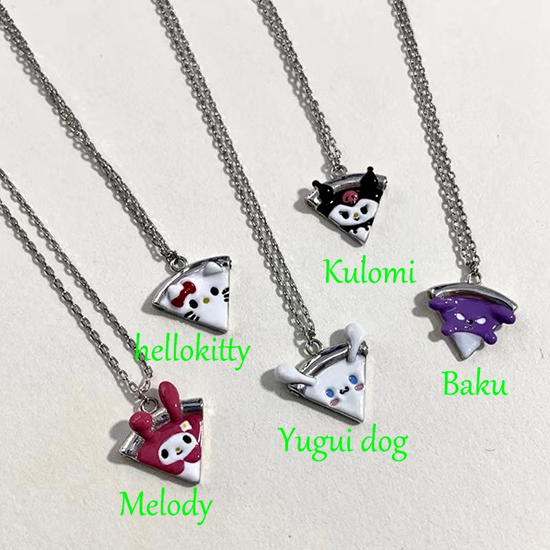 Sanrio Vòng cổ Nam Châm Mặt Hình Kuromi Baku Melody Yugui Dog Kt Pizza Cho Bạn Thân BFF Good Friend