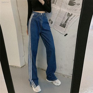 Quần jeans nữ dài lưng cao xẻ ống thời trang