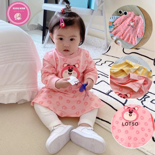 Váy cho bé, váy thu đông bé gái, thiết kế đuôi cá dài tay đáng yêu, màu sắc xinh xắn Xu Xu Kids size từ sơ sinh đến 16kg