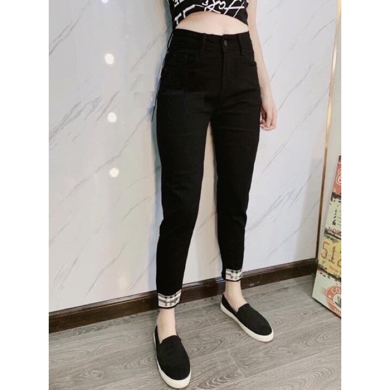 Quần baggy nữ, quần jean đen bigsize 62-100kg, vải co giãn 4 chiều | BigBuy360 - bigbuy360.vn