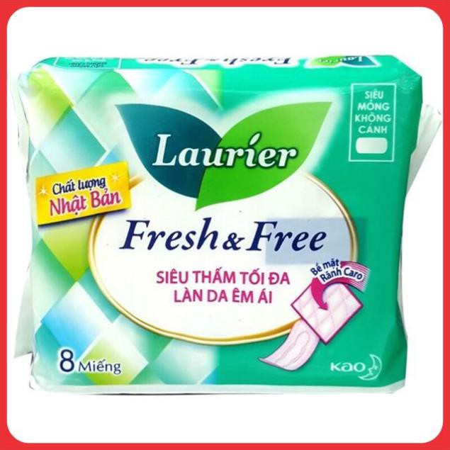 Băng vệ sinh Laurier Fresh &amp; Free 8 miếng siêu mỏng không cánh