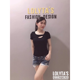 Lolyta s design - áo thun đen cổ khoét giọt cá tính siêu đẹp - ảnh sản phẩm 5