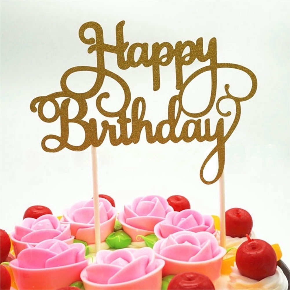 Phụ Kiện Cắm Trang Trí Bánh Kem Chữ Happy Birthday Xinh Xắn