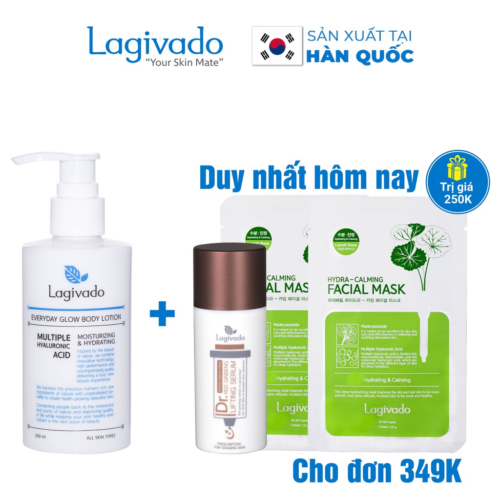 Kem body trắng da Hàn Quốc Lagivado cấp ẩm, phục hồi dưỡng da toàn thân Everyday Glow BODY LOTION 200ml