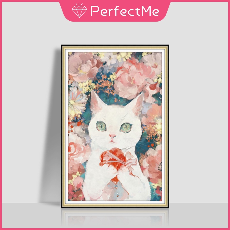 Bộ Tranh Đính Đá 5d Tự Làm 40x60cm Hình Mèo Con Đáng Yêu