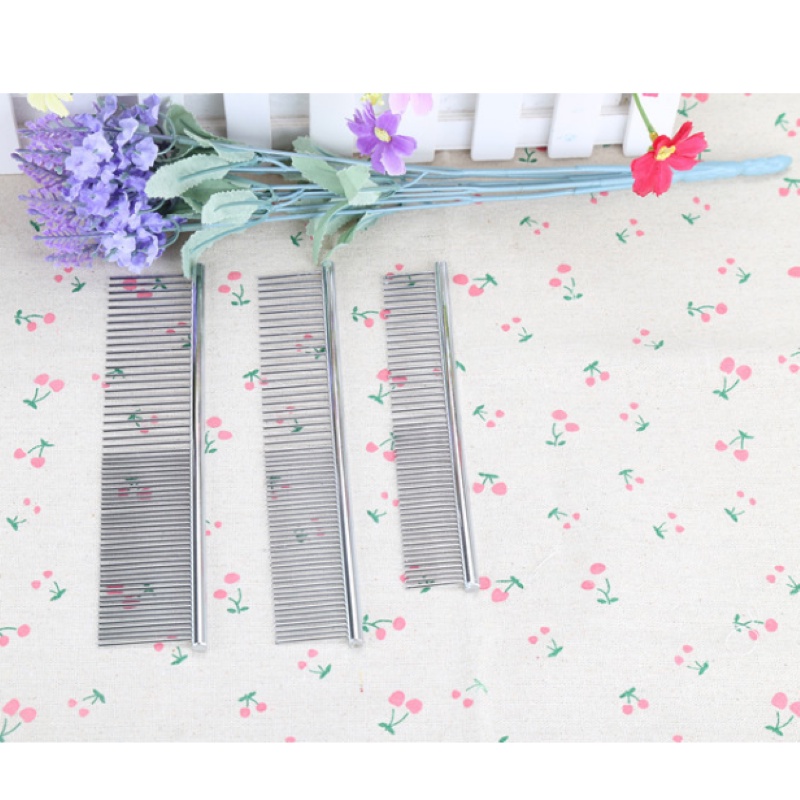 BÁN SỈ LƯỢC CHẢI LÔNG CHÓ MÈO BẰNG INOX SIZE 19*4CM (COMBO: 10 CÂY) - LOVE PETS SHOP