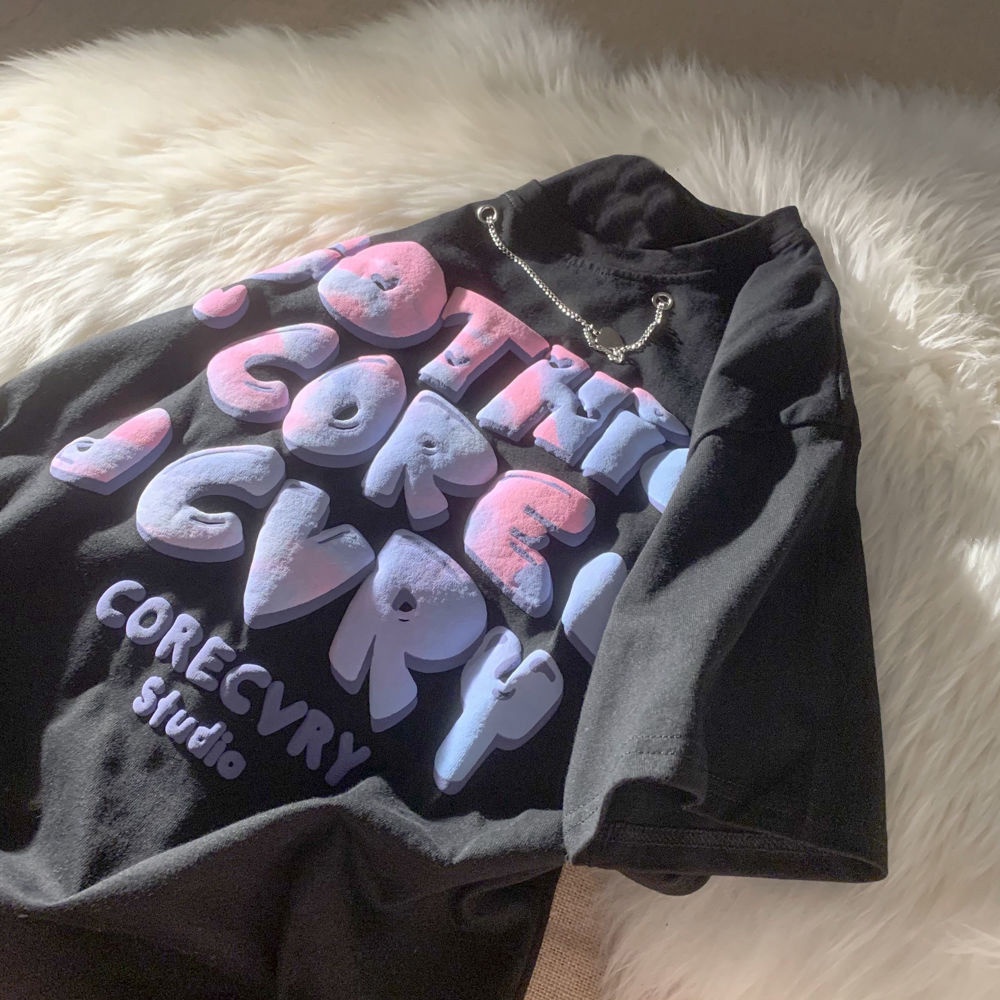 Áo Thun Cotton Dáng Rộng Tay Ngắn In Chữ Mẫu Mới Thời Trang Mùa Hè Dành Cho Nữ 2022