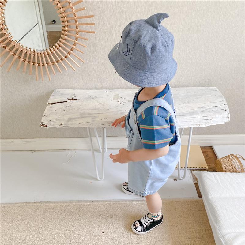 Quần Yếm Denim Dáng Rộng Phối Túi Lớn Phong Cách Nhật Hàn Dễ Thương Cho Bé 0-3 Tuổi