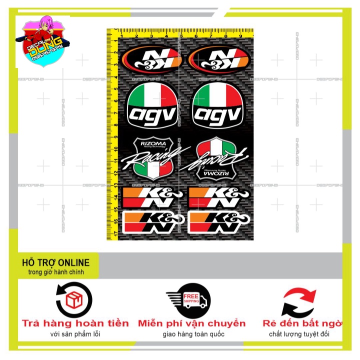 LOGO STICKER AGV MINI DÁN XE MÁY L 09 - DUNG DECAL