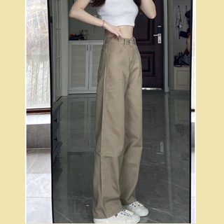 Quần jeans nữ kaki ống rộng xuông loe đứng, Quần bò cạp cao hottrend 2022