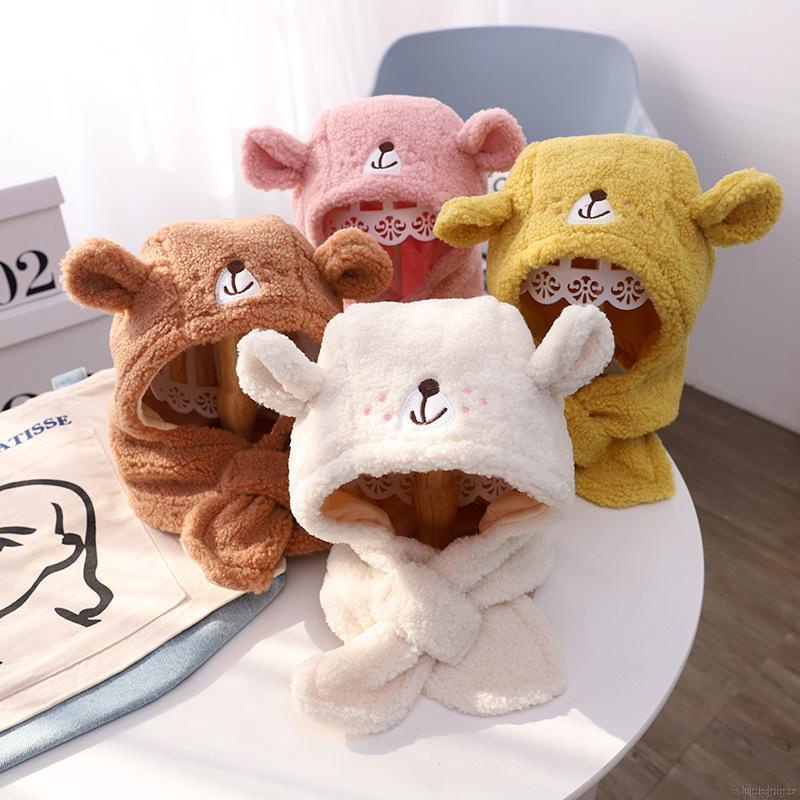 Mũ Trùm Đầu Kèm Khăn Choàng Cổ Giữ Ấm Cao Cấp Thời Trang Dành Cho Bé