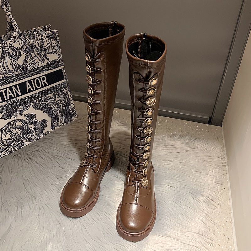 Giày Bốt Martin Cổ Cao Cột Dây Thời Trang Cá Tính Cho Nữ