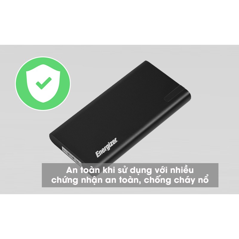 Pin sạc dự phòng Polymer 10000mAh Type C PD QC3.0 Energizer UE10047PQ Đen