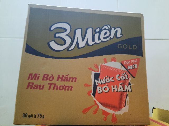 Mì 3 miền Gold Bò hầm rau thơm thùng 30 gói x 75g | BigBuy360 - bigbuy360.vn