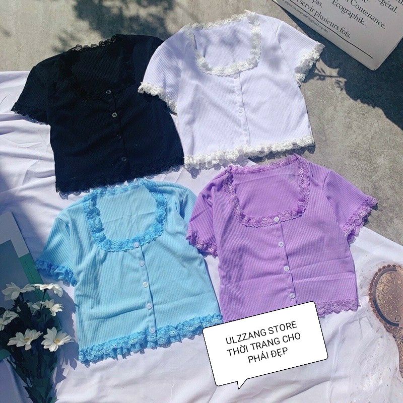 Áo ren tay ngắn phom croptop