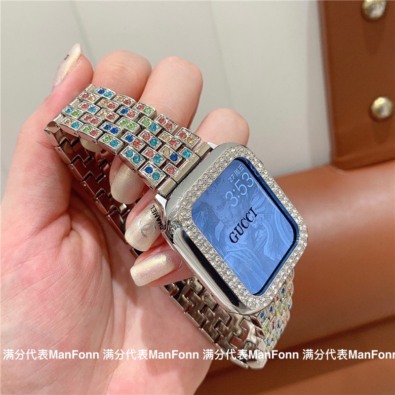 Dây đeo đồng hồ thông minh đính đá sang trọng nhiều màu sắc cho Apple iWatch 6 SE 5 4 3 2 40mm 44mm 38mm 42mm