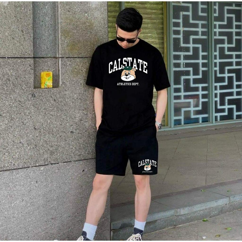 Bộ Thể Thao Hè Tay Ngắn CALISSTE Mặt Cún Siêu Cá Tính, Chất Liệu Cotton Khô Hot Trend Hè 2023