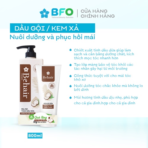 Combo Gội Xả Behair Tinh Dầu Dừa Tami Natural Cân Bằng Dưỡng Chất Giúp Kích Thích Mọc Tóc Nhanh Hơn