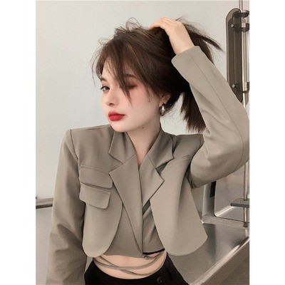 Áo vest mỏng dài tay dáng croptop buộc dây bụng 🍒 FREESHIP🍒