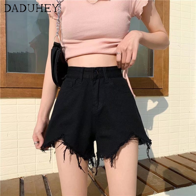 Quần short denim Daduhey eo cao phiên bản Hàn Quốc ống rộng thời trang xu hướng mùa hè cho nữ