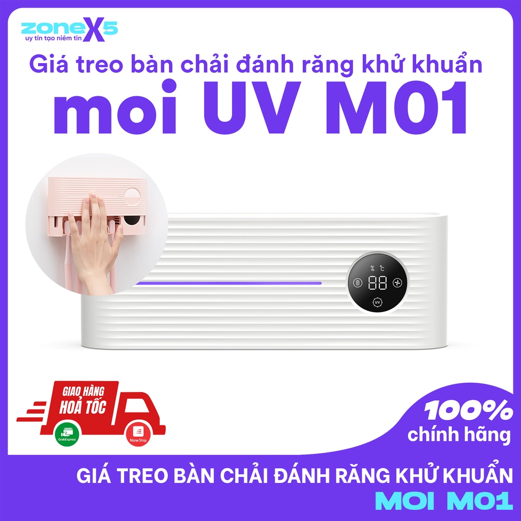 Giá treo bàn chải đánh răng khử khuẩn bằng tia UV Xiaomi MOI M01- Giá đỡ diệt khuẩn bàn chải đánh răng Xiaomi