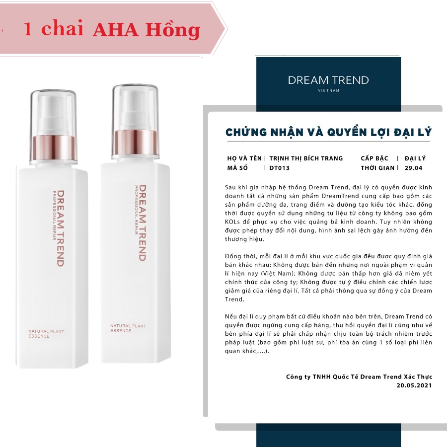 [COMBO 2 CHAI HỒNG MẪU MỚI] Tinh chất dưỡng tóc AHA DREAM TREND cho tóc nhuộm