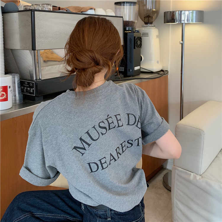 Áo Thun Ngắn Tay In Chữ Đơn Giản Cho Nữ