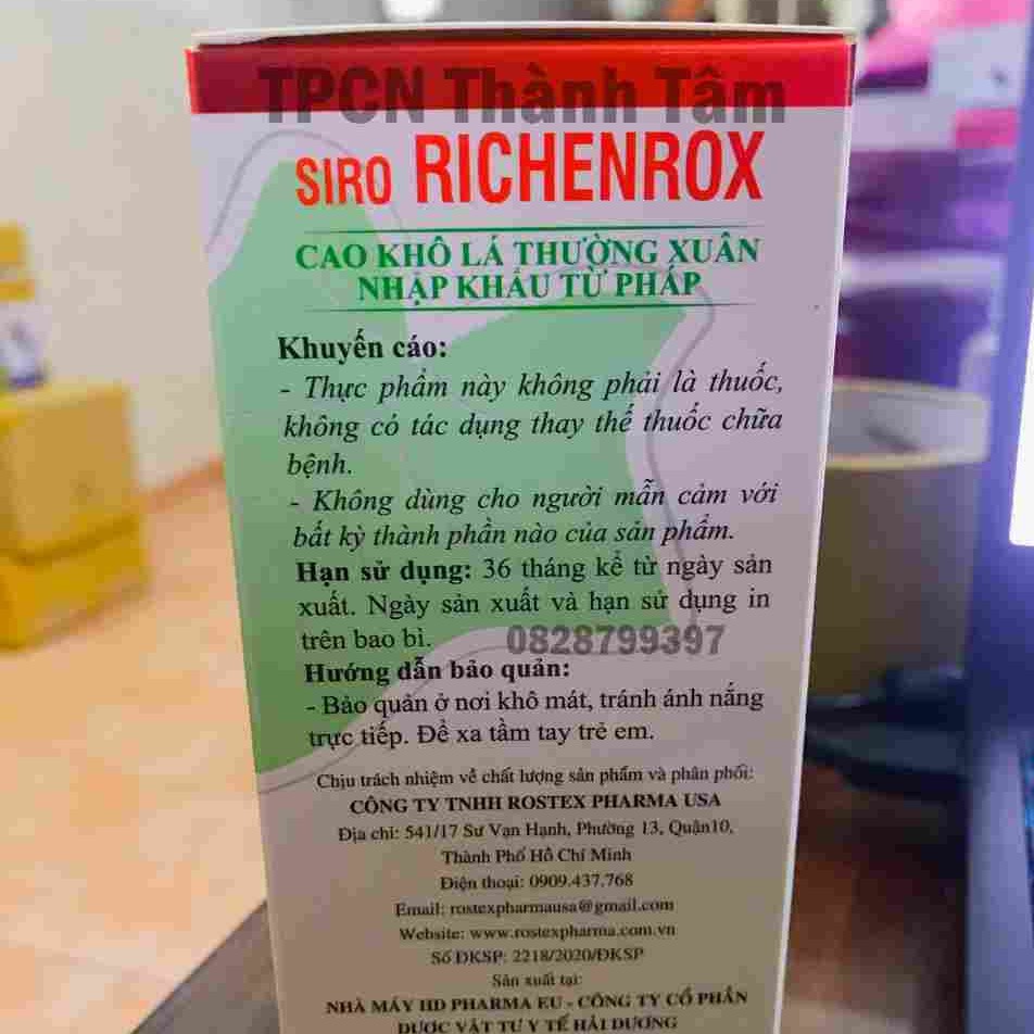 Siro giảm ho RICHENROX giúp bổ phế, giảm ho, tiêu đờm - Chai 125ml