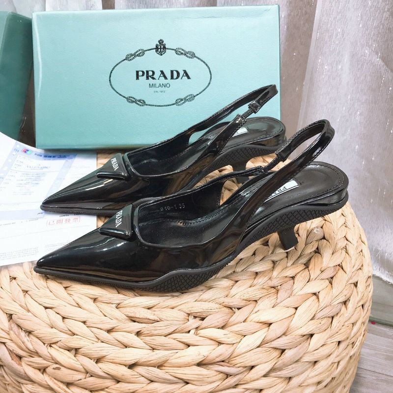 Kdp(ẢNH THẬT) Sandal gót nhú 3p Prada Siêu Êm Da Mềm Fullbox Bill Túi Cao Cấp