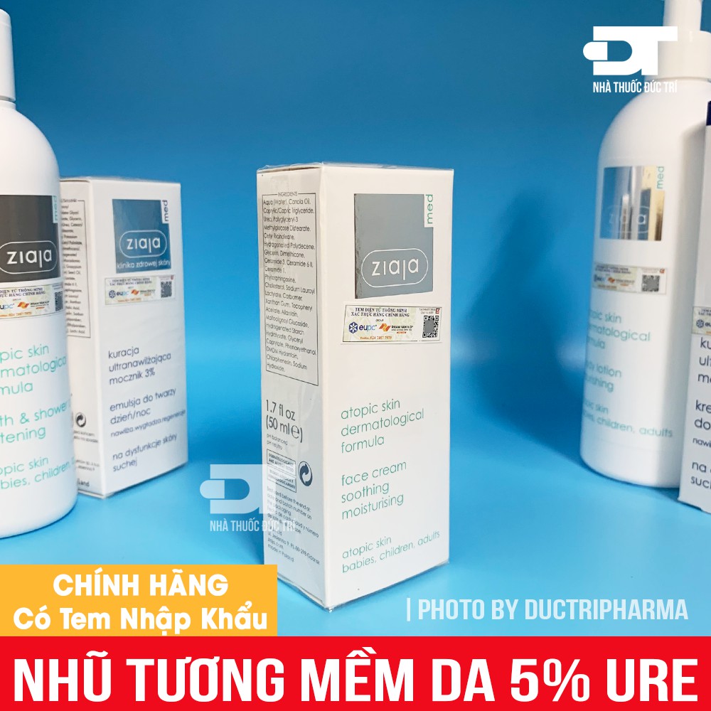 ✅[CHÍNH HÃNG]Kem Dịu Nhẹ - Dưỡng Ẩm 5% Urê - Ziaja Med Atopic Skin Dermatological Formula  Soothing Moisturising