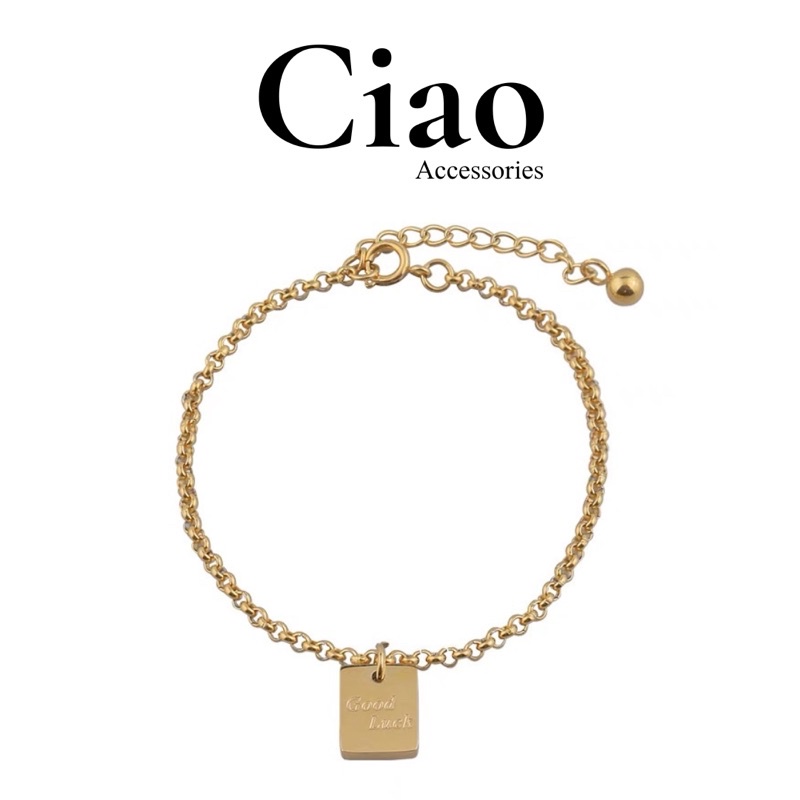 [HOẢ TỐC 1H] Vòng tay/ Lắc tay titan không gỉ thiết kế charm vuông tinh tế đơn giản Good Luck Ciao