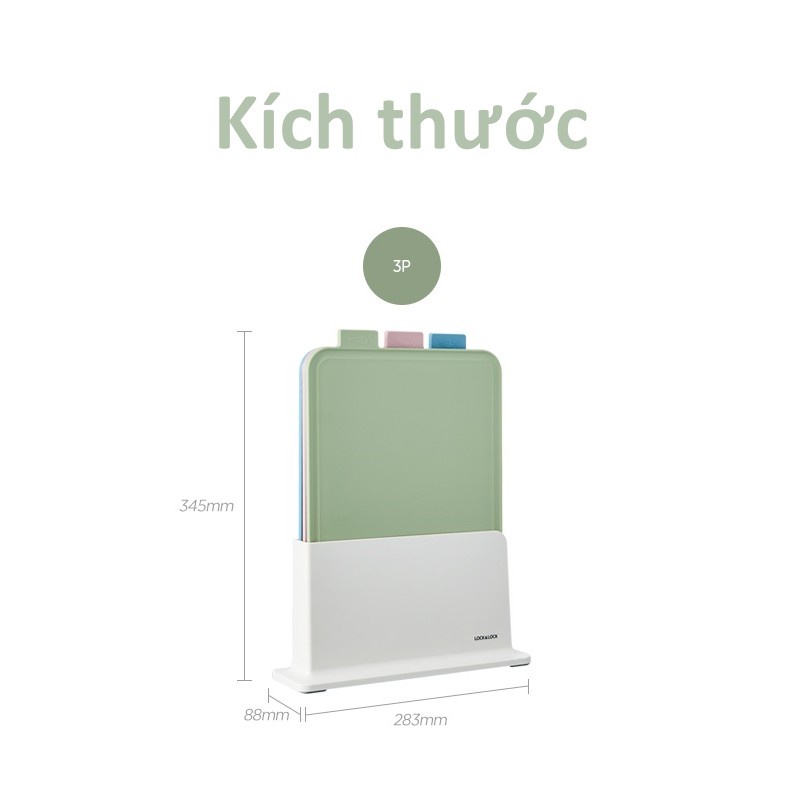 Bộ kệ và 3 thớt kháng khuẩn Lock&Lock index cutting board CSC251  - BABYHOPSG
